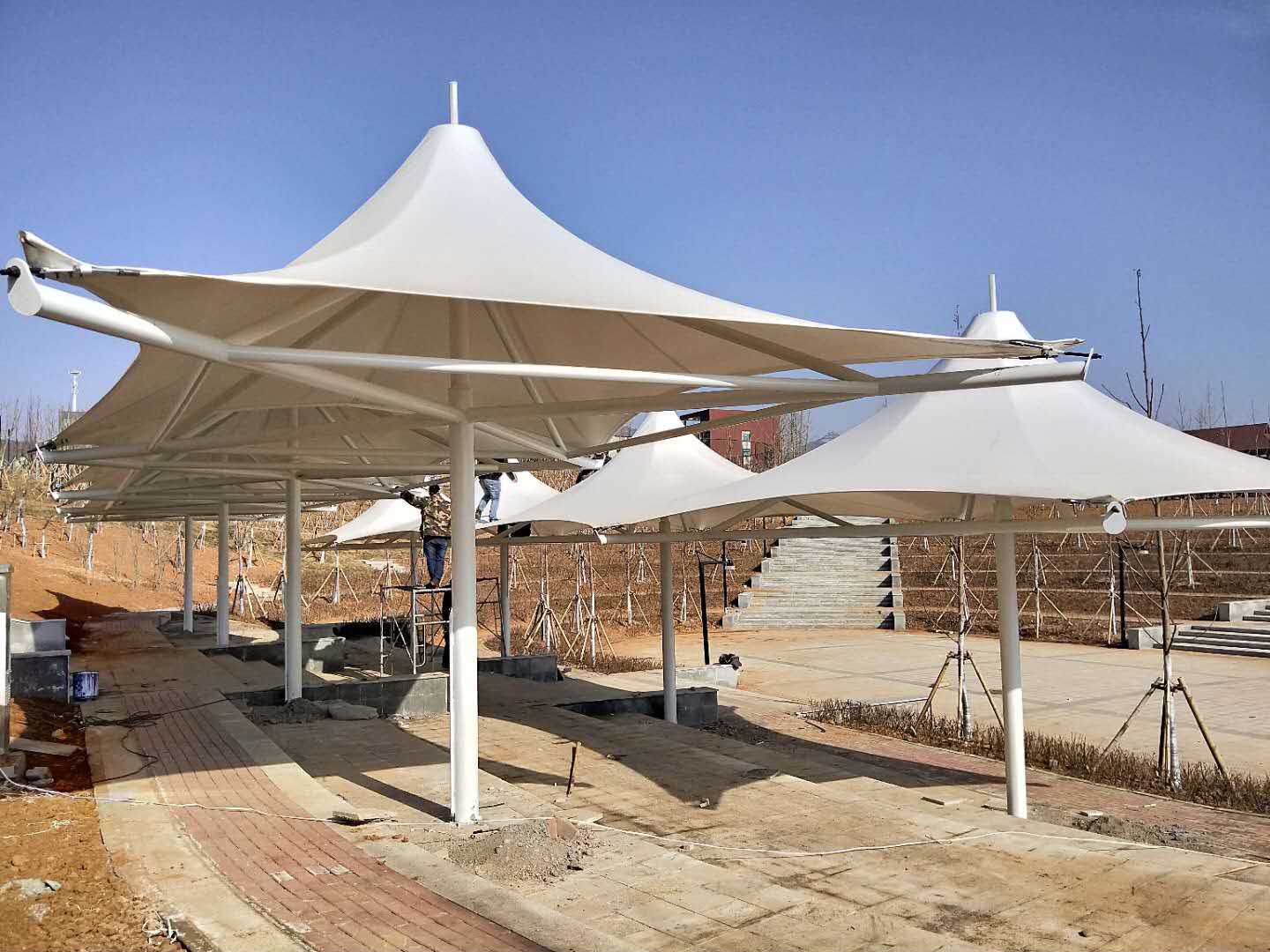 汝洲科教園膜結構景觀膜張拉膜傘造型工程